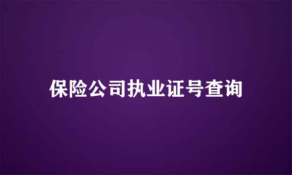 保险公司执业证号查询