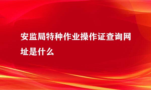 安监局特种作业操作证查询网址是什么