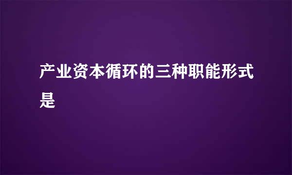 产业资本循环的三种职能形式是