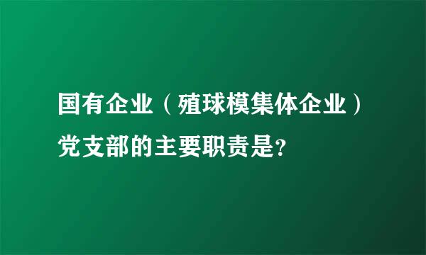 国有企业（殖球模集体企业）党支部的主要职责是？