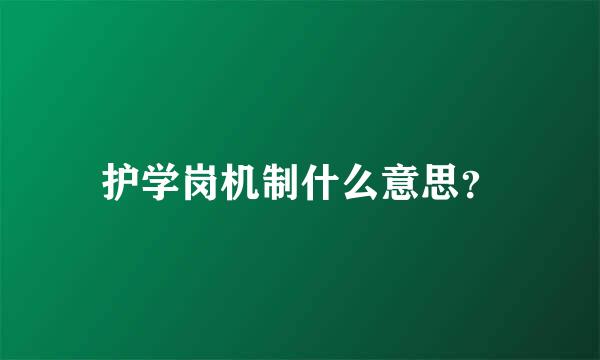 护学岗机制什么意思？