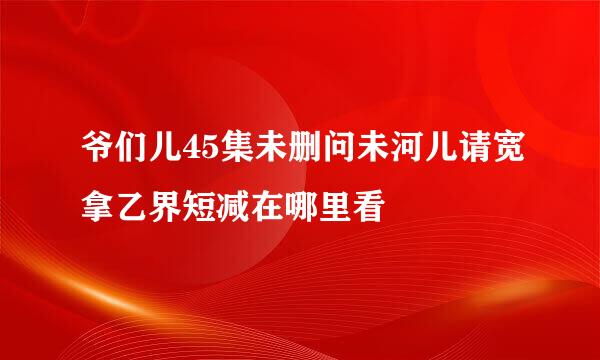 爷们儿45集未删问未河儿请宽拿乙界短减在哪里看