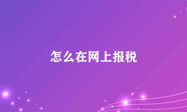 怎么在网上报税