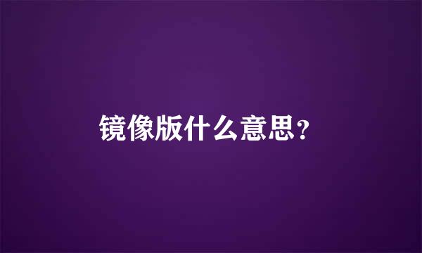 镜像版什么意思？