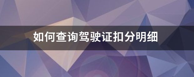 如何查询驾驶证扣分明细