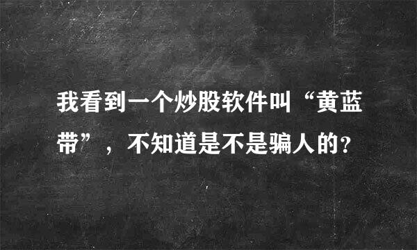 我看到一个炒股软件叫“黄蓝带”，不知道是不是骗人的？