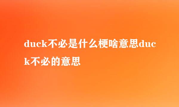 duck不必是什么梗啥意思duck不必的意思