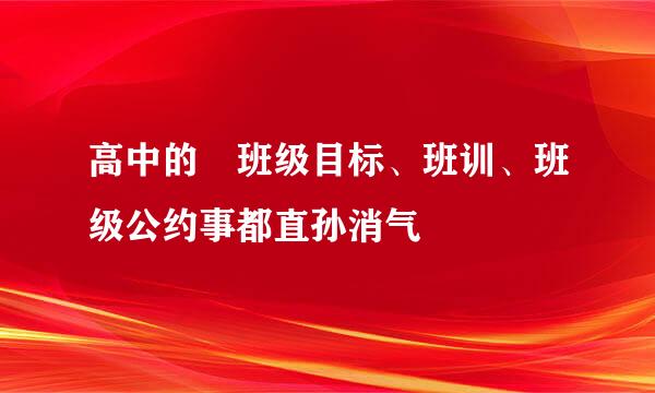 高中的 班级目标、班训、班级公约事都直孙消气