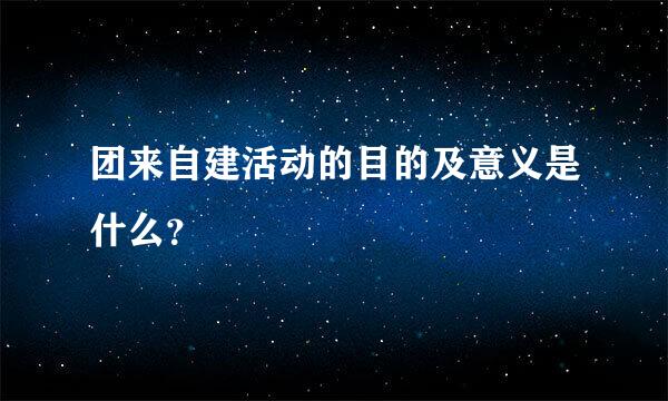 团来自建活动的目的及意义是什么？