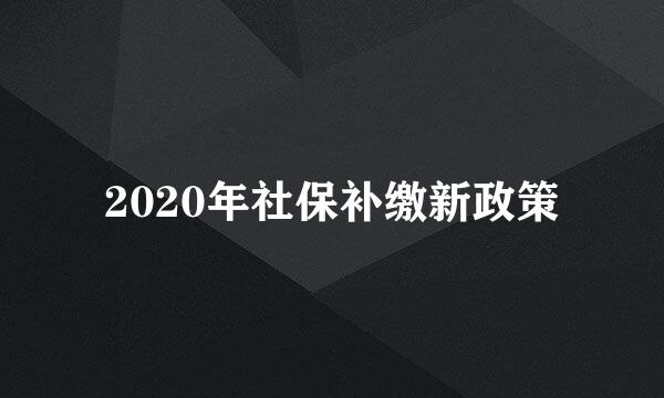 2020年社保补缴新政策