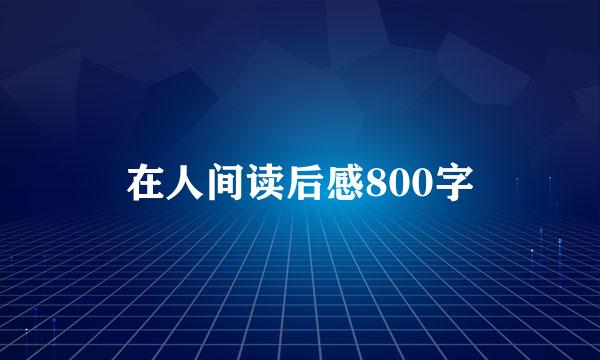 在人间读后感800字