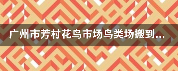 广州市芳村花鸟市场鸟类场搬到哪里？