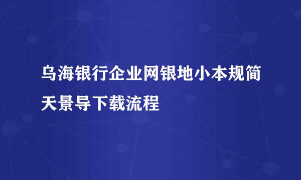 乌海银行企业网银地小本规简天景导下载流程