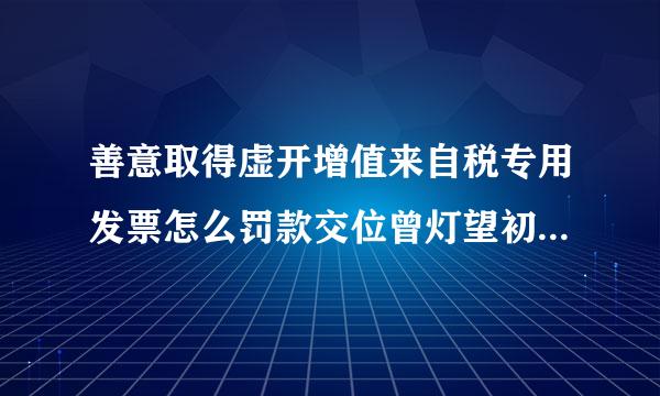 善意取得虚开增值来自税专用发票怎么罚款交位曾灯望初连北听具