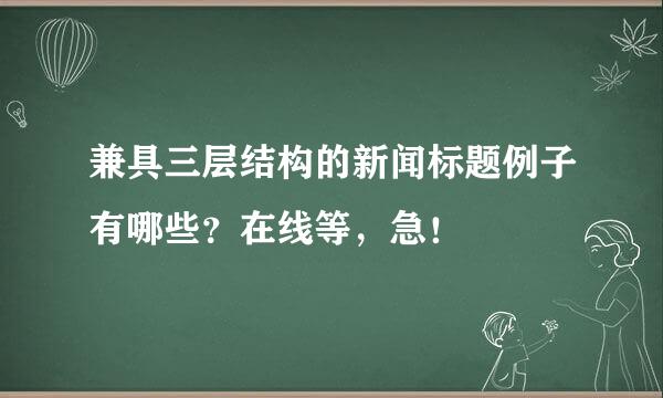 兼具三层结构的新闻标题例子有哪些？在线等，急！