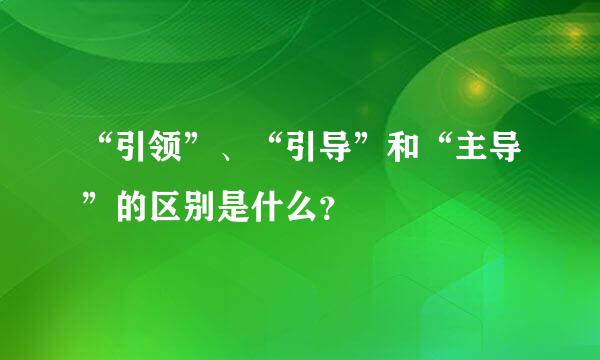 “引领”、“引导”和“主导”的区别是什么？