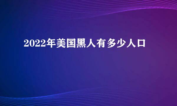 2022年美国黑人有多少人口