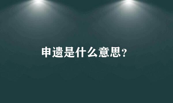 申遗是什么意思？