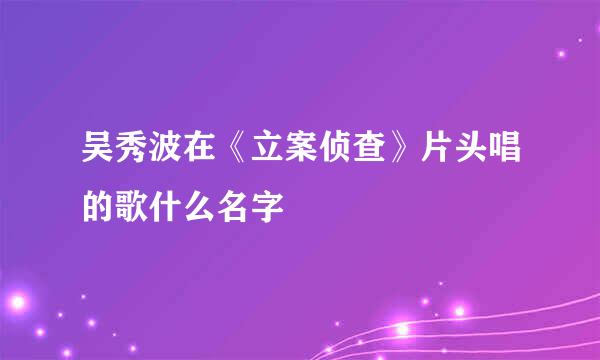 吴秀波在《立案侦查》片头唱的歌什么名字