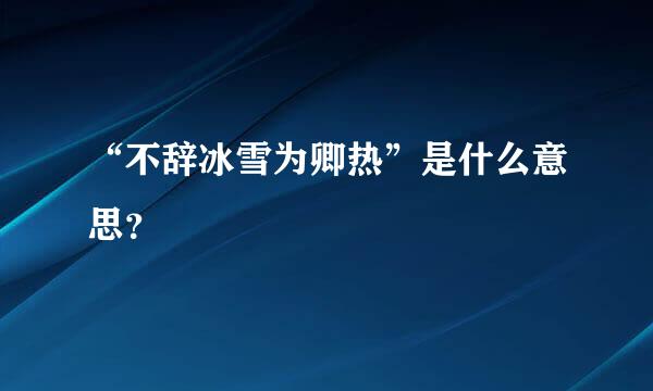 “不辞冰雪为卿热”是什么意思？