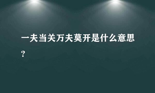 一夫当关万夫莫开是什么意思？