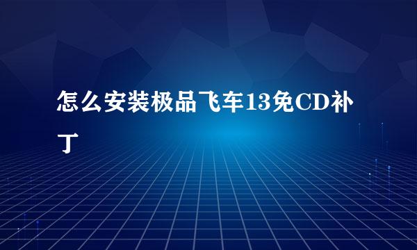 怎么安装极品飞车13免CD补丁