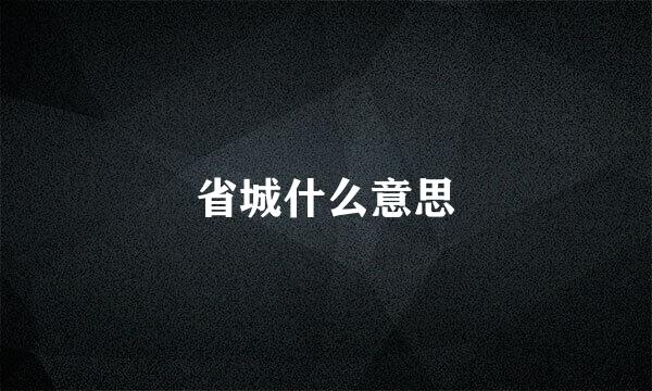 省城什么意思