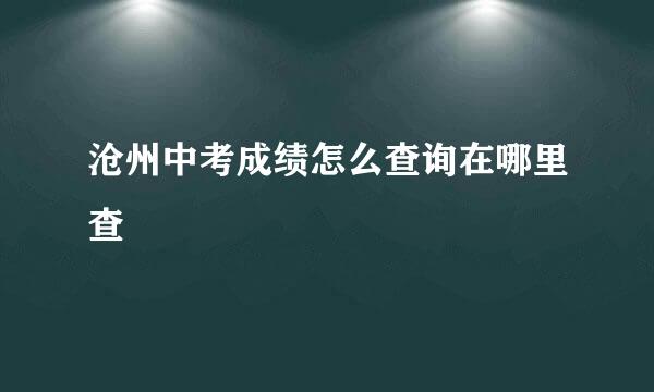 沧州中考成绩怎么查询在哪里查