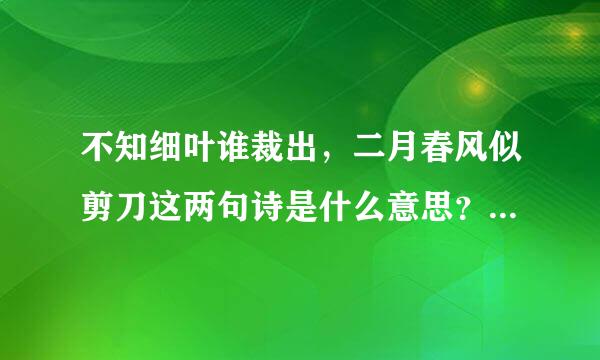 不知细叶谁裁出，二月春风似剪刀这两句诗是什么意思？详细点…