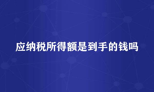 应纳税所得额是到手的钱吗