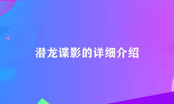 潜龙谍影的详细介绍