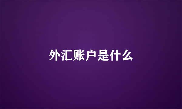 外汇账户是什么