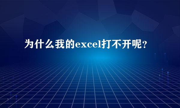 为什么我的excel打不开呢？