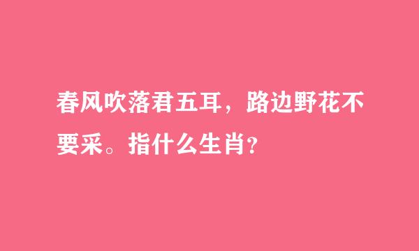 春风吹落君五耳，路边野花不要采。指什么生肖？