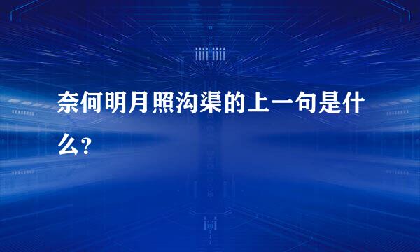 奈何明月照沟渠的上一句是什么？