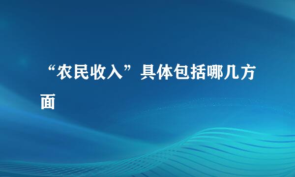 “农民收入”具体包括哪几方面