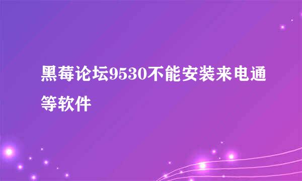 黑莓论坛9530不能安装来电通等软件