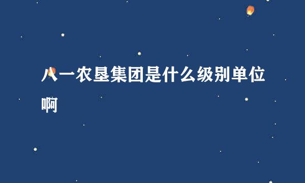 八一农垦集团是什么级别单位啊