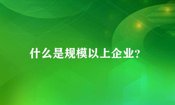 什么是规模以上企业？