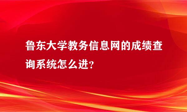 鲁东大学教务信息网的成绩查询系统怎么进？