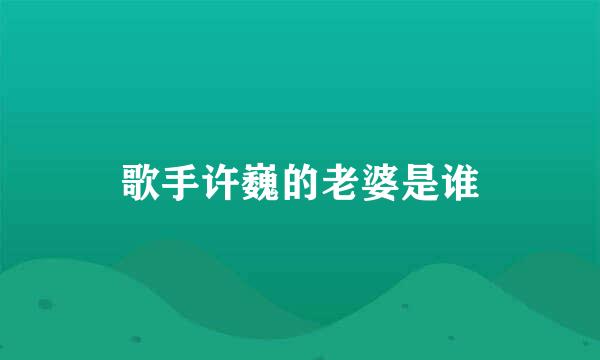 歌手许巍的老婆是谁