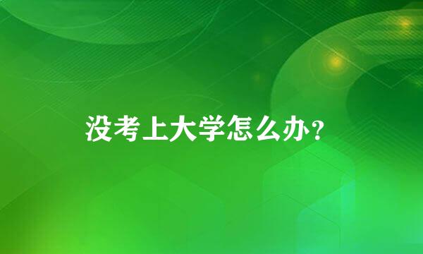 没考上大学怎么办？