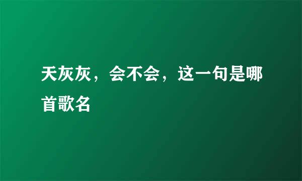 天灰灰，会不会，这一句是哪首歌名