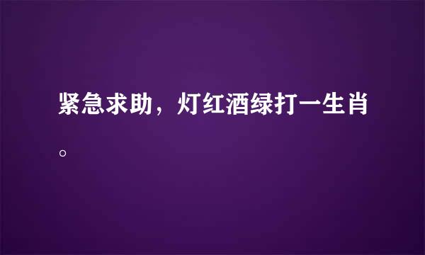 紧急求助，灯红酒绿打一生肖。