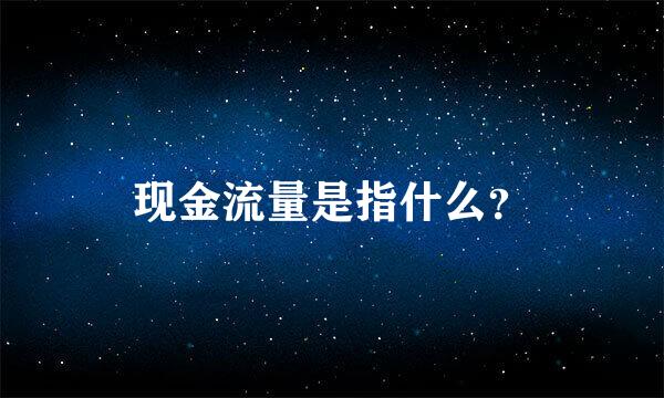 现金流量是指什么？