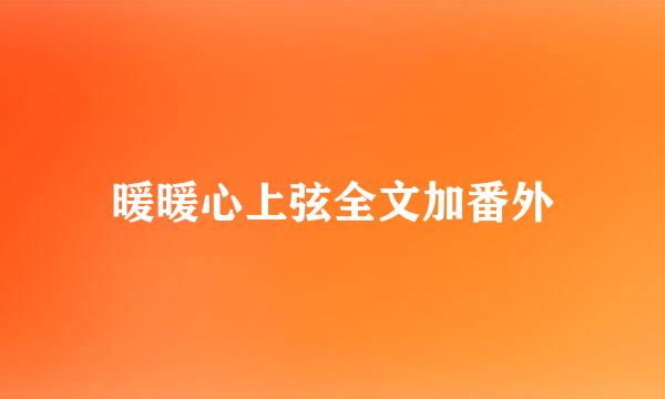 暖暖心上弦全文加番外