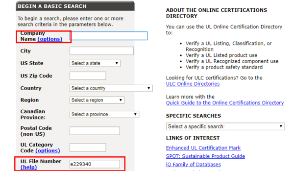 在UL网站怎么查询UL认证号