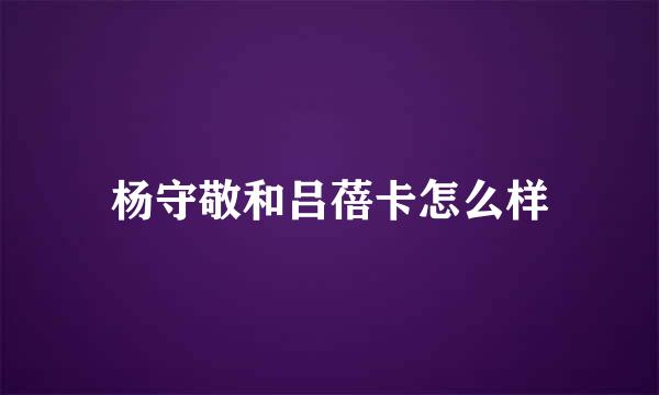 杨守敬和吕蓓卡怎么样