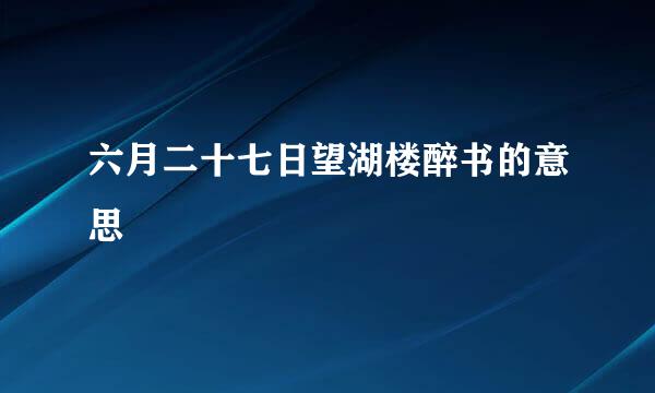 六月二十七日望湖楼醉书的意思