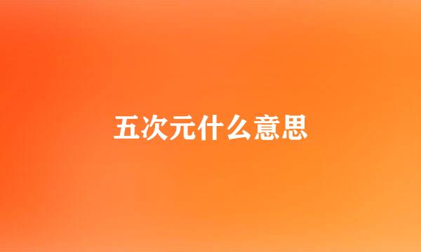 五次元什么意思